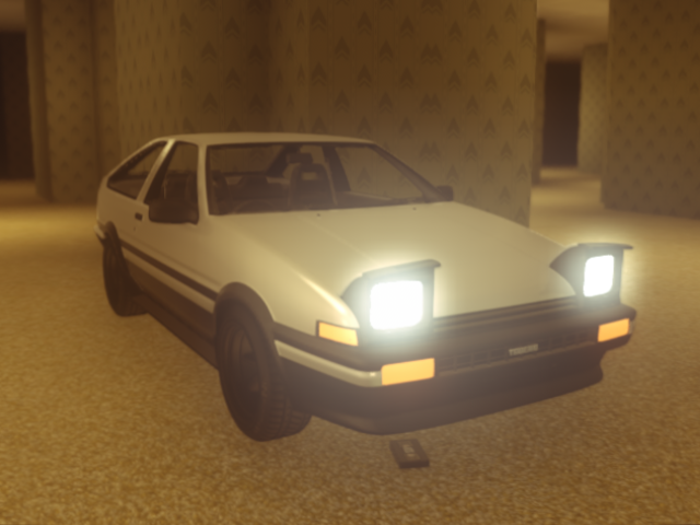 The Empty Halls Screenshot - White Toyota AE86 Trueno Parked in Level 0